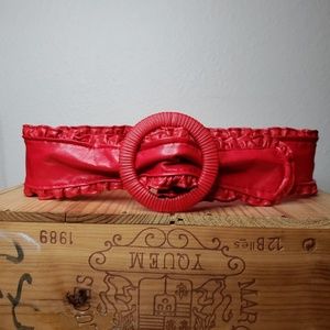 Vintage 80s 90s red ruffled waist belt